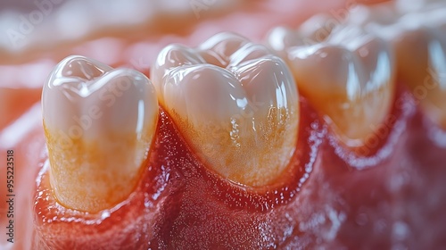 Healthy Teeth with Clean White Enamel and Dental Hygiene Equipment