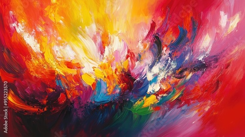 Wallpaper Mural Abstract Oil Painting with Vibrant Colors and Thick Brushstrokes Torontodigital.ca