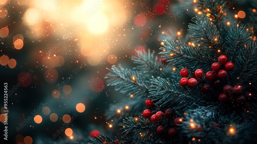 Christmas season with sparkling baubles and lush pine branches, celebration wonderful memories together. Christmas season with sparkling baubles and lush pine branches, celebration wonderful memories together.