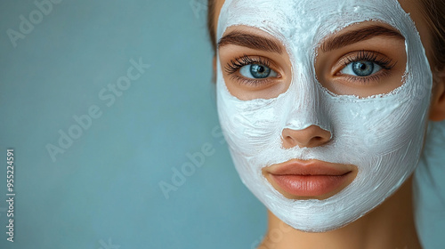 woman with closed eyes enjoying a rejuvenating spa treatment, her face covered in a white beauty mask, symbolizing relaxation, self-care, and the pursuit of youthful radiance