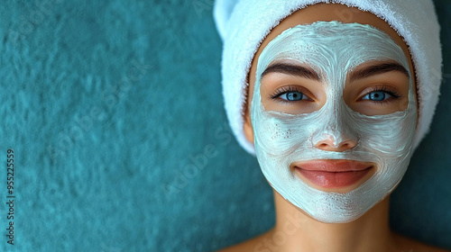 woman with closed eyes enjoying a rejuvenating spa treatment, her face covered in a white beauty mask, symbolizing relaxation, self-care, and the pursuit of youthful radiance