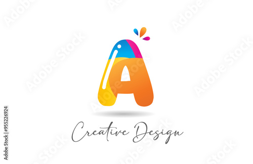 coloured A letter alphabet logo icon colorful design suitable for a company or business