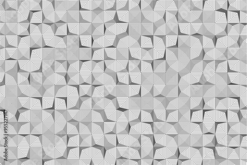 Elegant vector pattern of interconnected nested squares in a minimalist grid formation