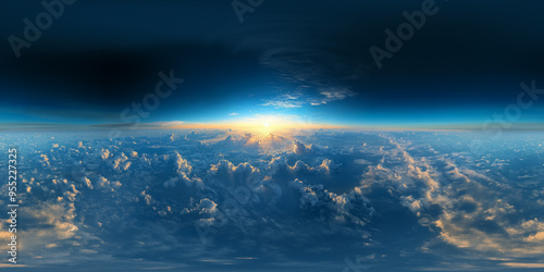 Fototapeta Naklejka Na Ścianę i Meble -  Above the clouds 8K v6 360 degree, equirectangular projection, environment map. HDRI spherical panorama