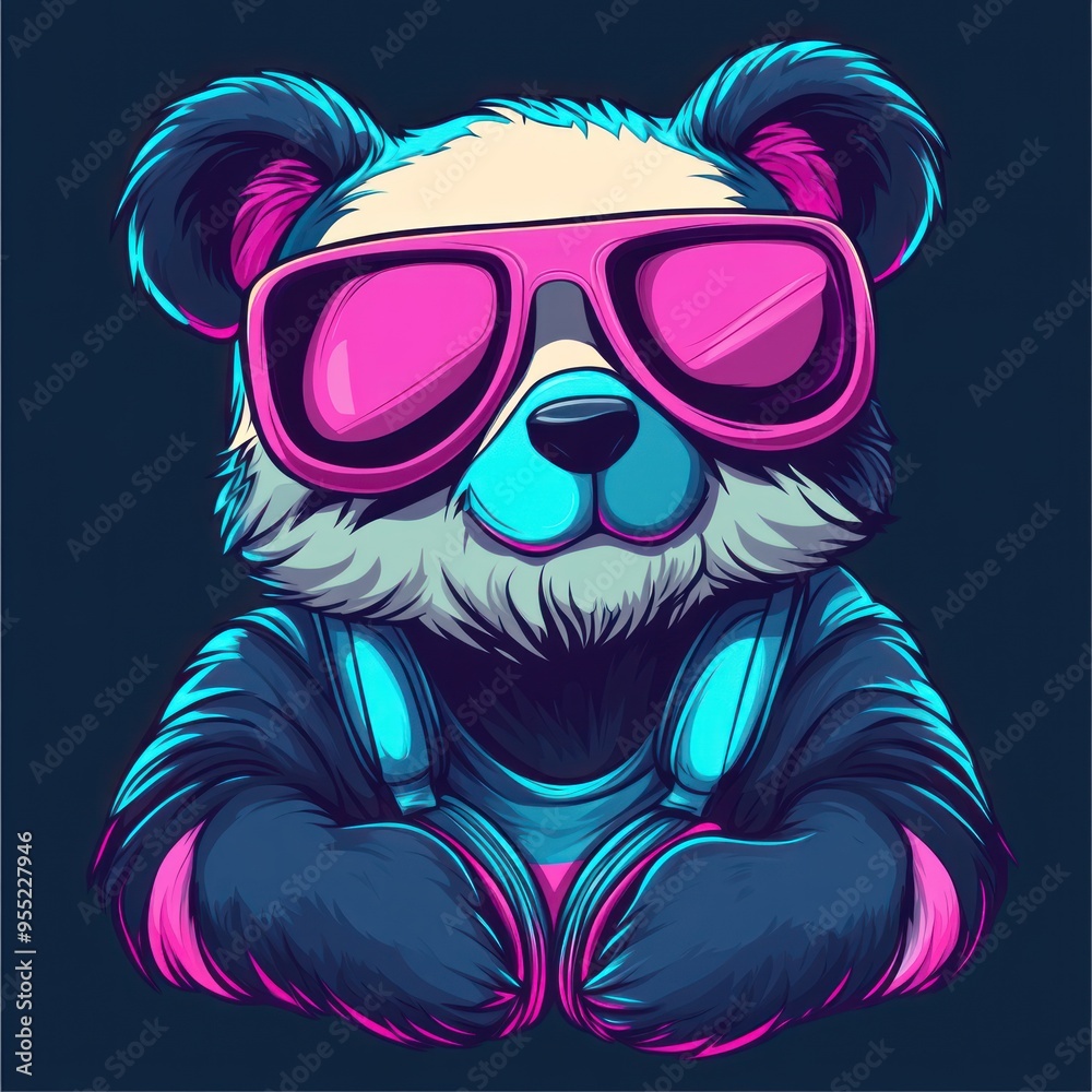 Cool Panda with Headphones and Sunglasses Cool Panda with Headphones and Sunglasses
