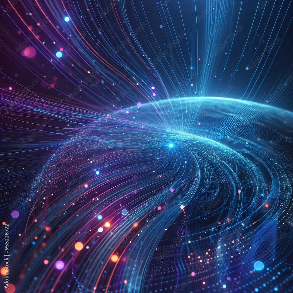 Naklejka premium Abstract background with blue and purple neon light rays, cut out 