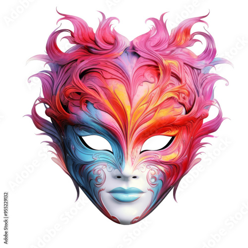 Ornate Colorful Carnival Mask with Abstract Floral Designs