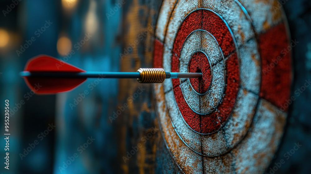 A creative representation of a digital marketing target with a dart board design, highlighting different strategies,