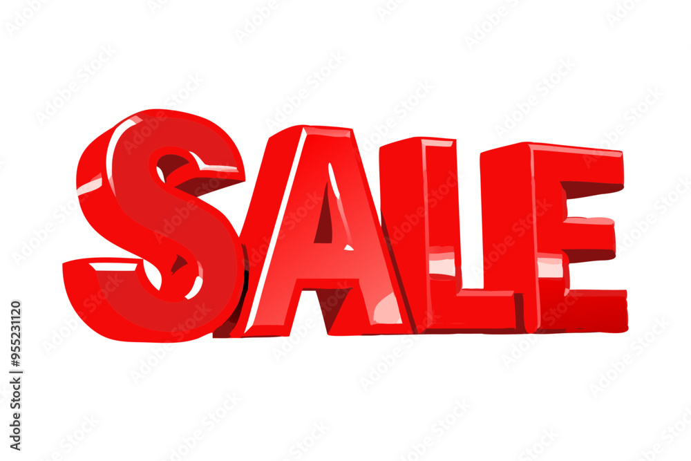 Bold 3D Red Sale Text for Advertising Promotions with Copy Space Bold 3D Red Sale Text for Advertising Promotions with Copy Space