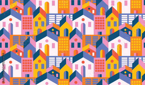 Flat abstract geometric city pattern