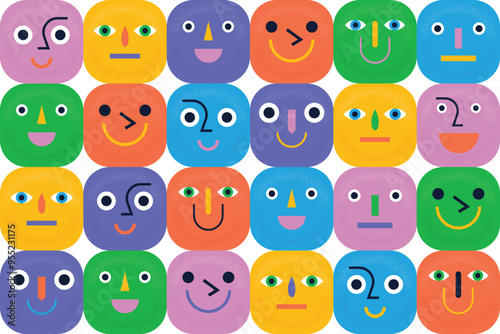 Flat abstract geometric pattern with faces