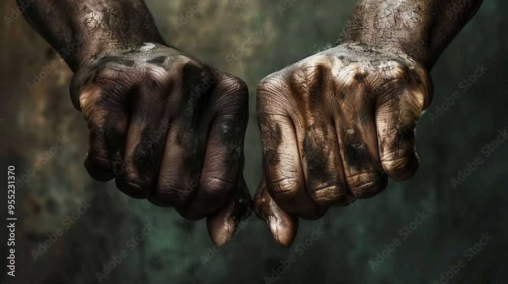 Two hands are clasped together, one of which is black and the other is brown Two hands are clasped together, one of which is black and the other is brown