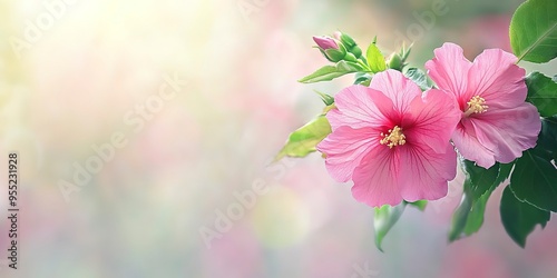 Rose of Sharon image with text space, symbol of South Korea 