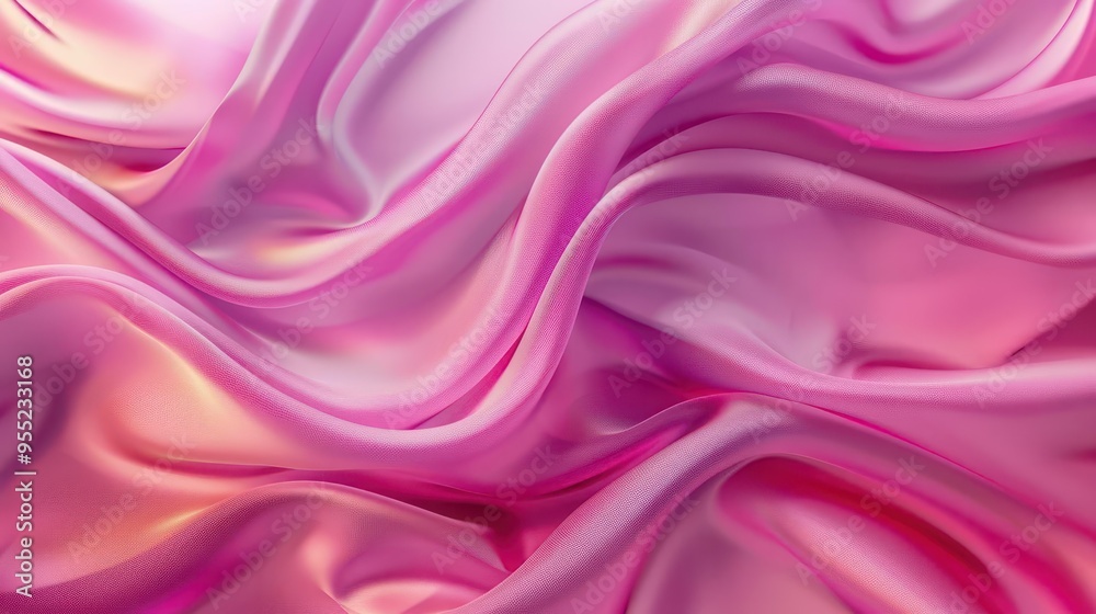 Obraz premium smooth flowing pink fabric with soft folds and creases abstract textile background