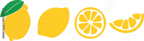 Set de formas de lima o limon en diferentes presentaciones - Fruta de verano citrica