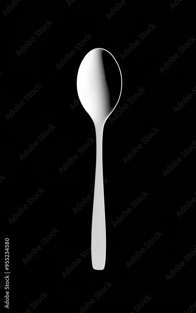 Silver Spoon on Black. Silver Spoon on Black.