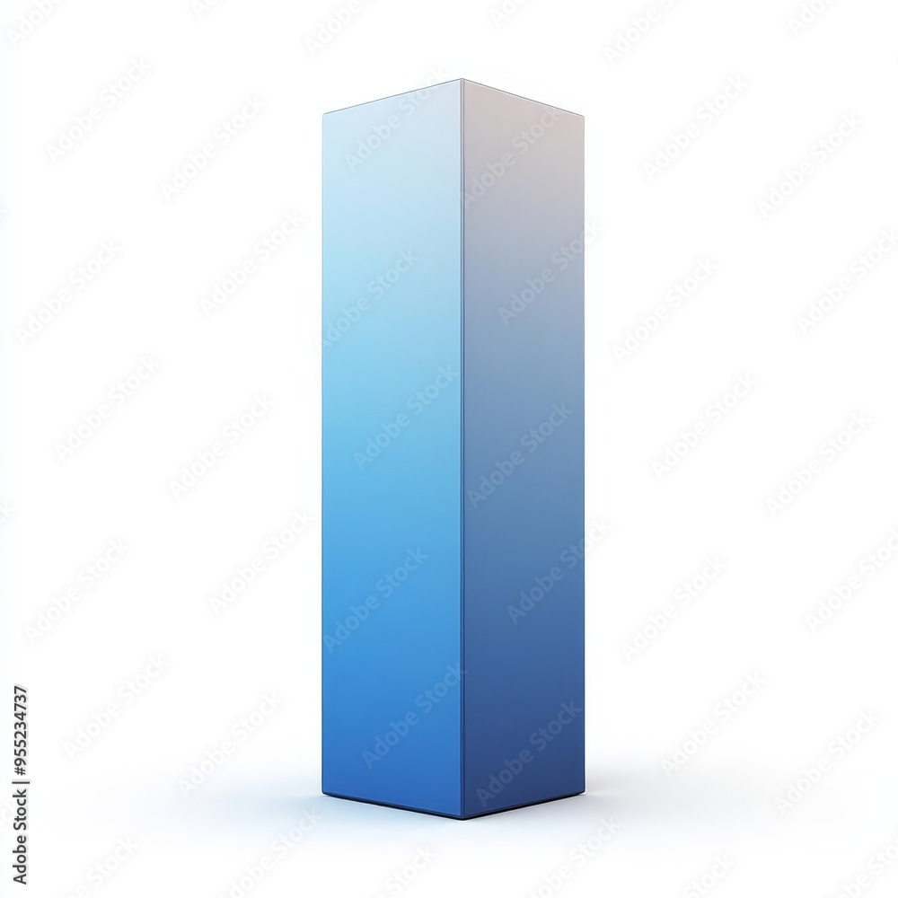 Tall rectangular box, glossy surface, isolated on white background, gradient blue hues, professional clean style Tall rectangular box, glossy surface, isolated on white background, gradient blue hues, professional clean style