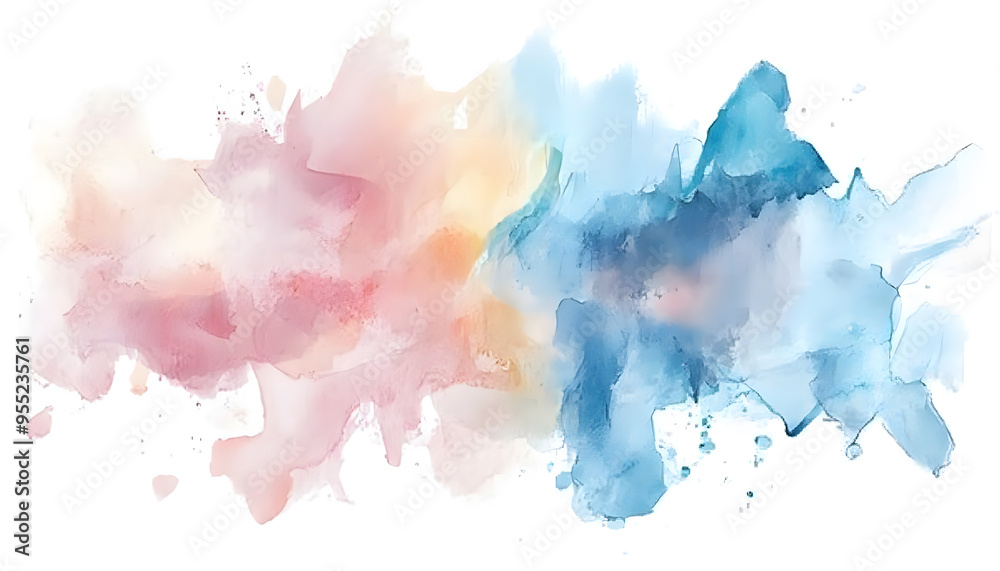 Obraz premium Soft watercolor splashes or strokes in muted tones, offering an artistic yet understated look