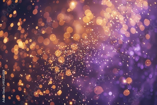 spectacular gold and royal purple fireworks display illuminating the night sky with bokeh effects and copyspace new year celebration background photo