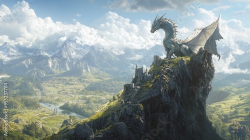 Dragon's Eye View: A Majestic Fantasy Realm photo