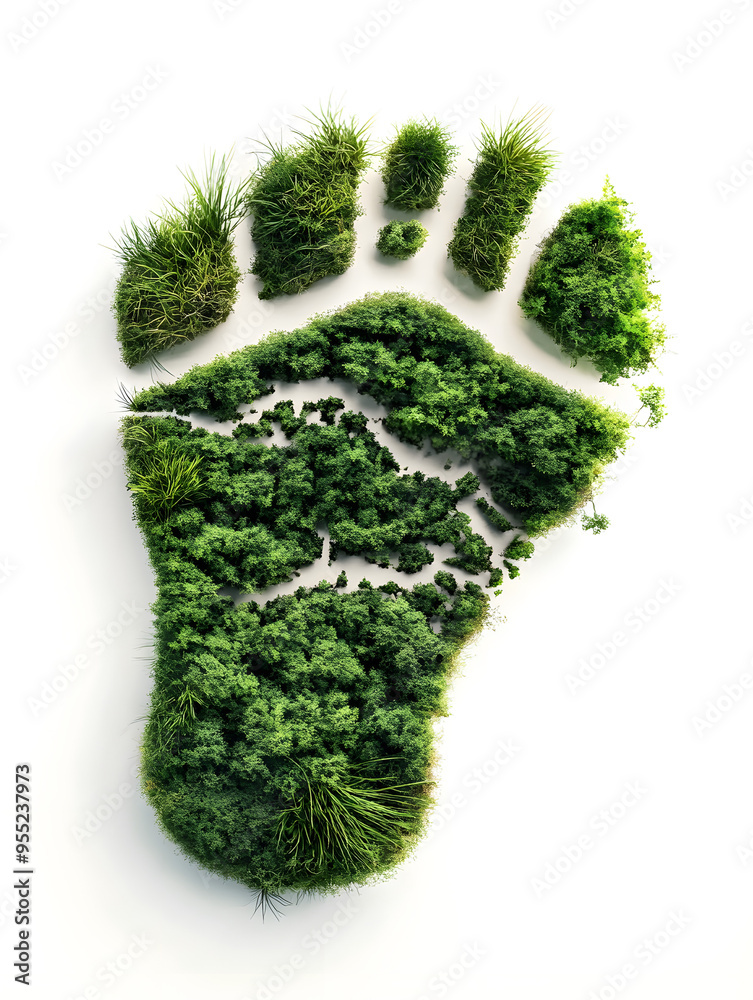Green Footprint of Grass and Moss Symbolizing Sustainability Green Footprint of Grass and Moss Symbolizing Sustainability