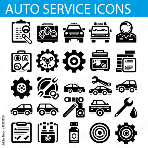 Auto service icons sheet vector illustration.