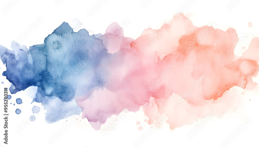Fototapeta premium Soft watercolor splashes or strokes in muted tones, offering an artistic yet understated look