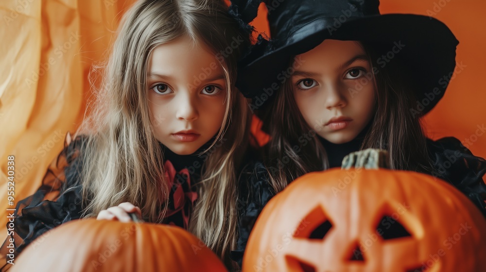 Children in bright Halloween costume Children in bright Halloween costume