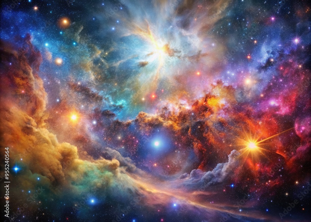 Vibrant cosmic explosion in a colorful galaxy. Vibrant cosmic explosion in a colorful galaxy.
