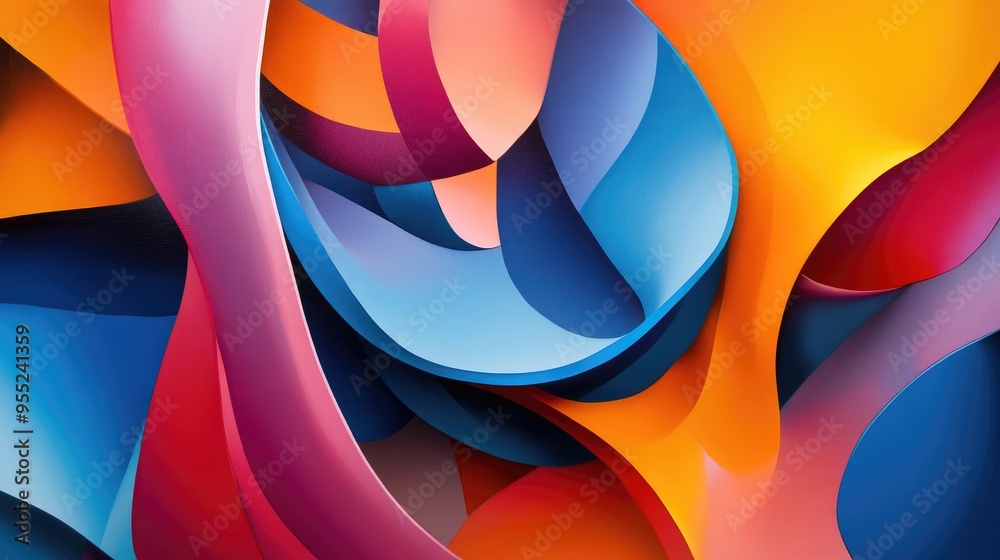 Abstract Colorful Curved Shapes with Texture Abstract Colorful Curved Shapes with Texture