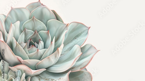 succulent elegance minimalist closeup of echeveria rosette with delicate pinktipped leaves on white background digital painting photo