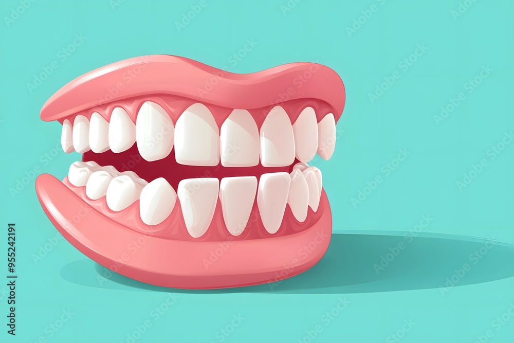 A cartoon mouth with crooked teeth, vector illustration style, simple flat color background A cartoon mouth with crooked teeth, vector illustration style, simple flat color background