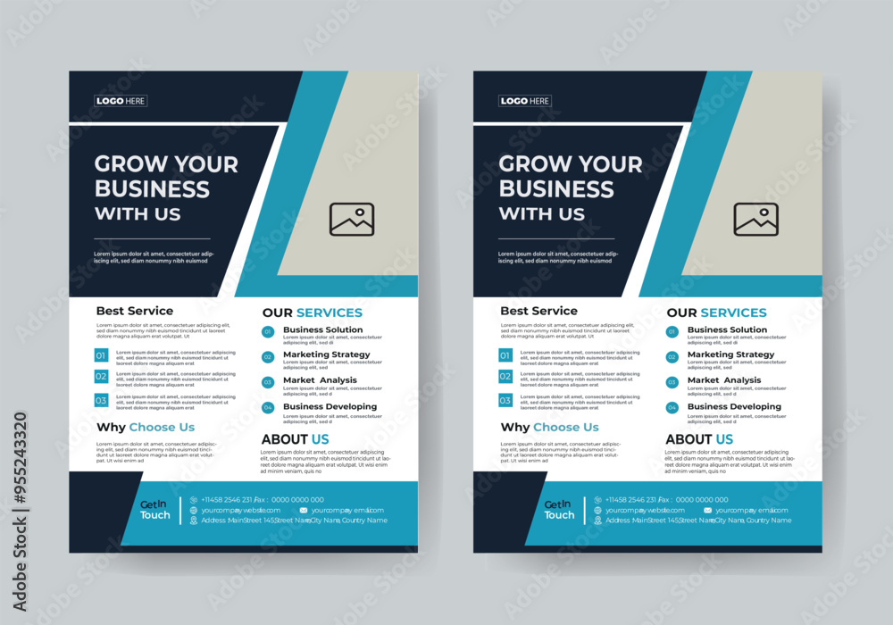 Naklejka premium Flyer Mockupbusiness flyer template one color design