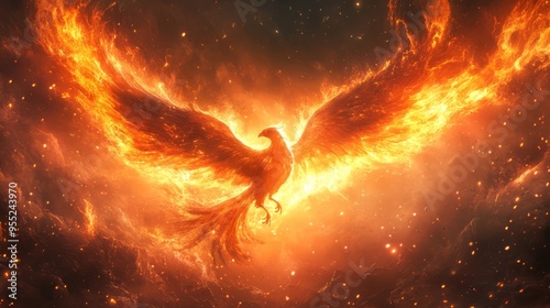 Phoenix Reborn: A Breathtaking Fantasy Scene of Fire and Renewal