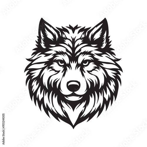 Wolf head silhouette vector art illustration