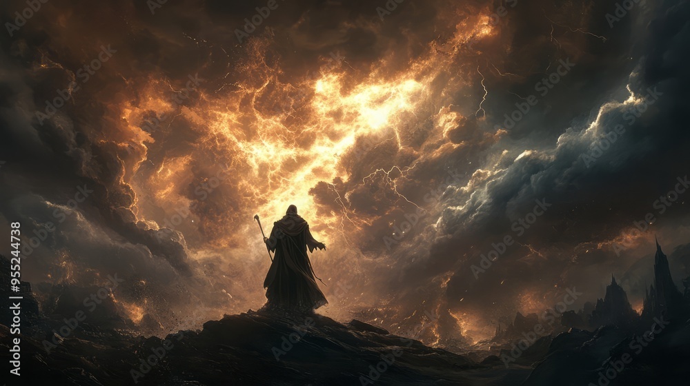 Dark Sorcery: Summoning the Storm - A Fantasy Illustration Dark Sorcery: Summoning the Storm - A Fantasy Illustration