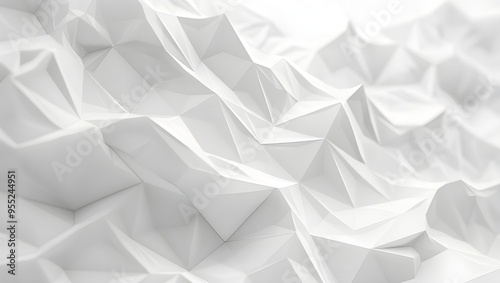 Abstract white background with polygon mesh grid.