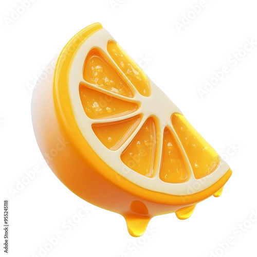 slice of orange 3d render icon isolated on transparent background cutout