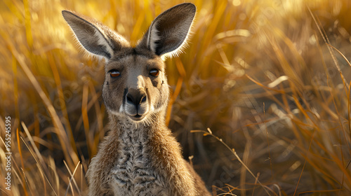 Wallpaper Mural Close-up of a kangaroo in the grass, showcasing its detailed features. Torontodigital.ca