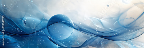 Abstract blue background with smooth flowing curves and elegant highlights	

