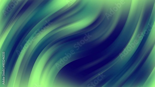 Abstract Flowing Wave Animation with Green and Navy Blue Pastel Gradient Background in 4K