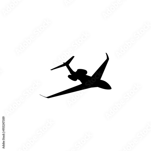 Silhouette of the Private Jet, Aircraft, Aeroplane. Flat Style, can use for Logo Gram, Pictogram, Apps, Website, or Graphic Design Element. Vector Illustartion