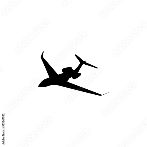 Silhouette of the Private Jet, Aircraft, Aeroplane. Flat Style, can use for Logo Gram, Pictogram, Apps, Website, or Graphic Design Element. Vector Illustartion