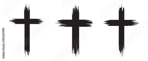 Christian cross collecting paintbrush religious crosses.