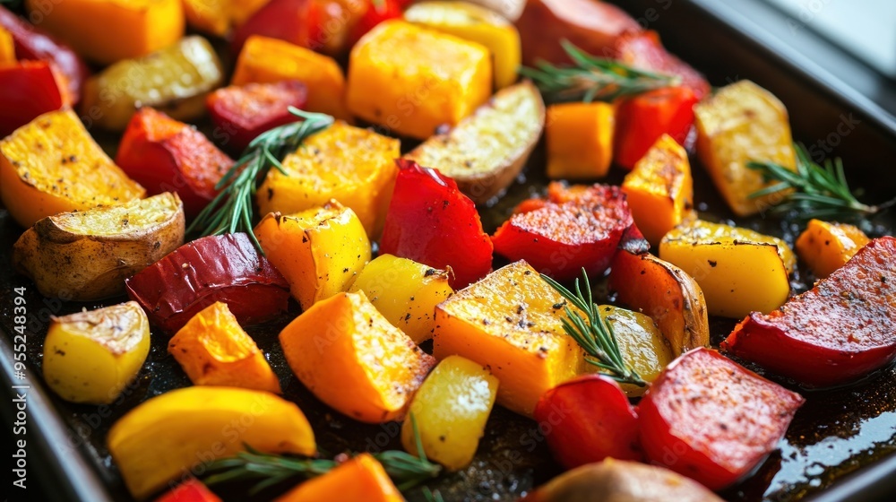 Roasted Vegetables in a Baking Sheet Roasted Vegetables in a Baking Sheet