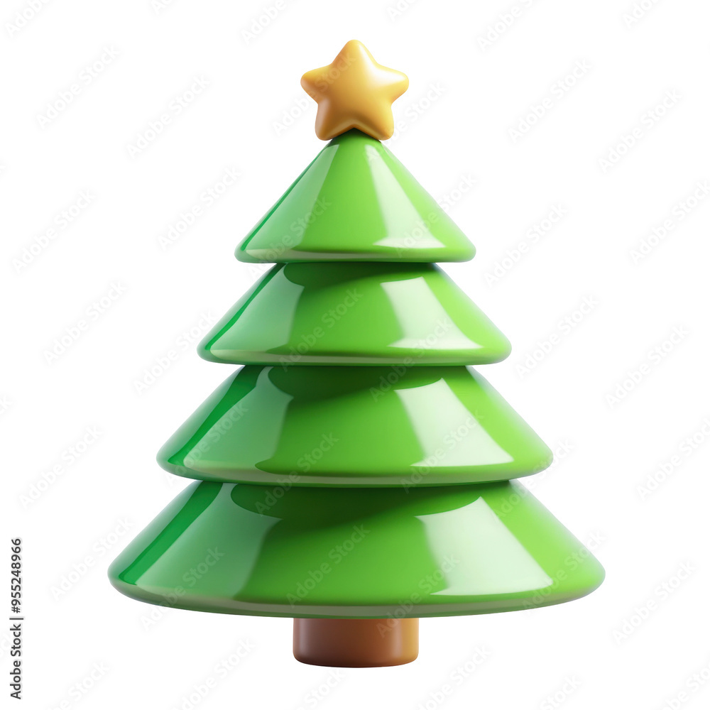 3D green Christmas tree topped with a gold star, ideal for holiday-themed projects, festive decorations, and seasonal designs. Isolated on transparent background, png. 3D green Christmas tree topped with a gold star, ideal for holiday-themed projects, festive decorations, and seasonal designs. Isolated on transparent background, png.