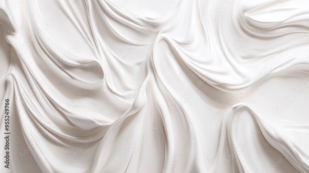 Fototapeta premium White cream texture stroke composition background. Skincare cosmetic product swatch.