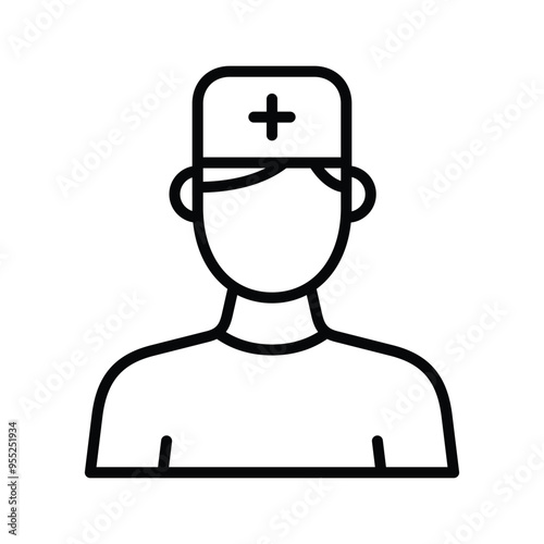 male surgeon profile line vector icon