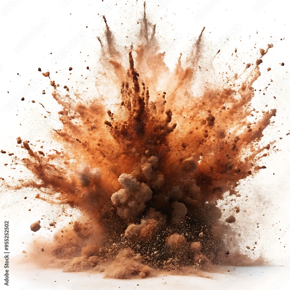 Dry soil explosion on white background Dry soil explosion on white background