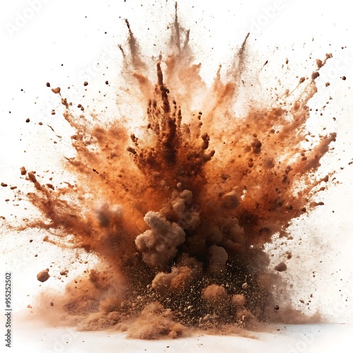 Dry soil explosion on white background  photo